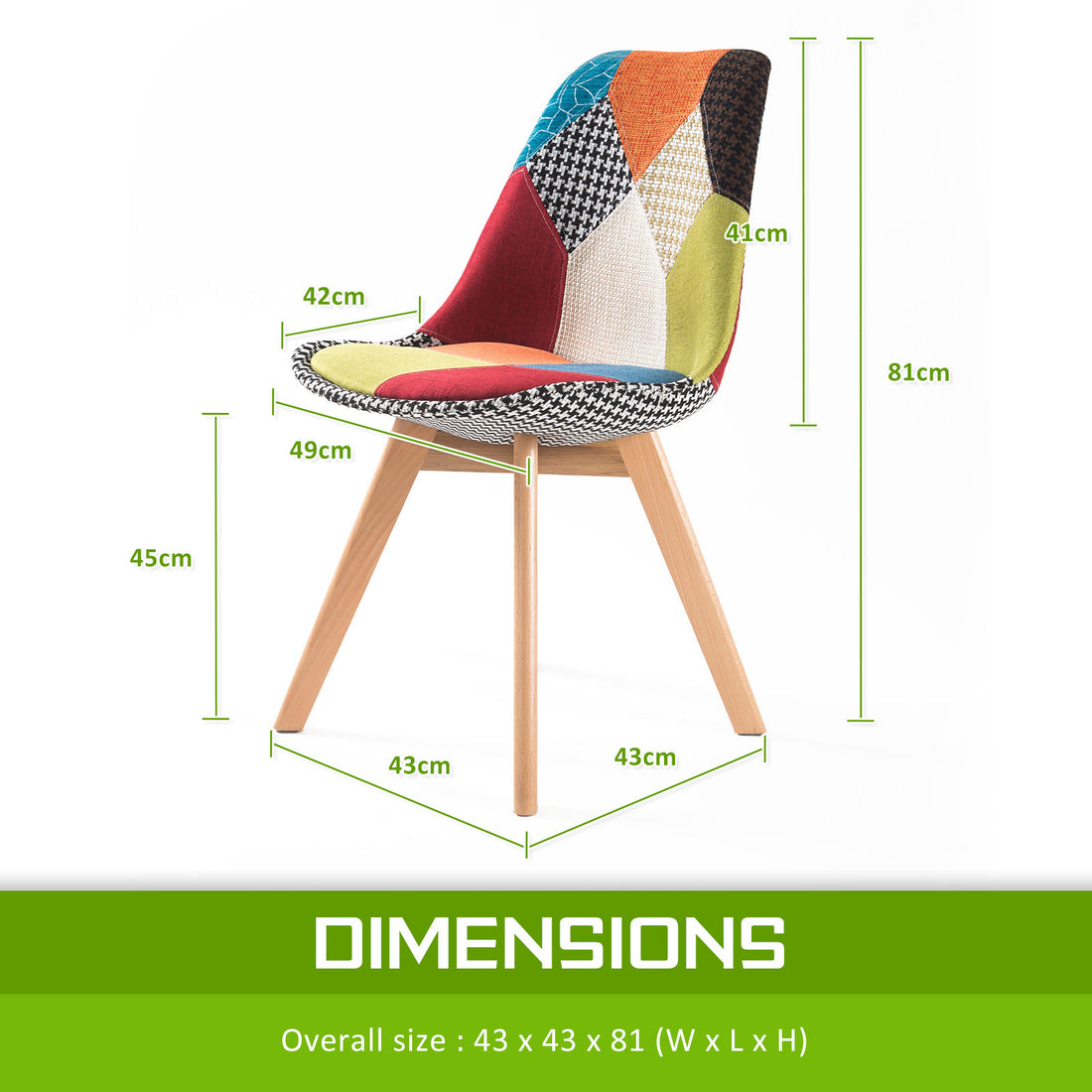 Multi-Colour Retro Dining Cafe Chairs with Padded Seat (Set of 2)