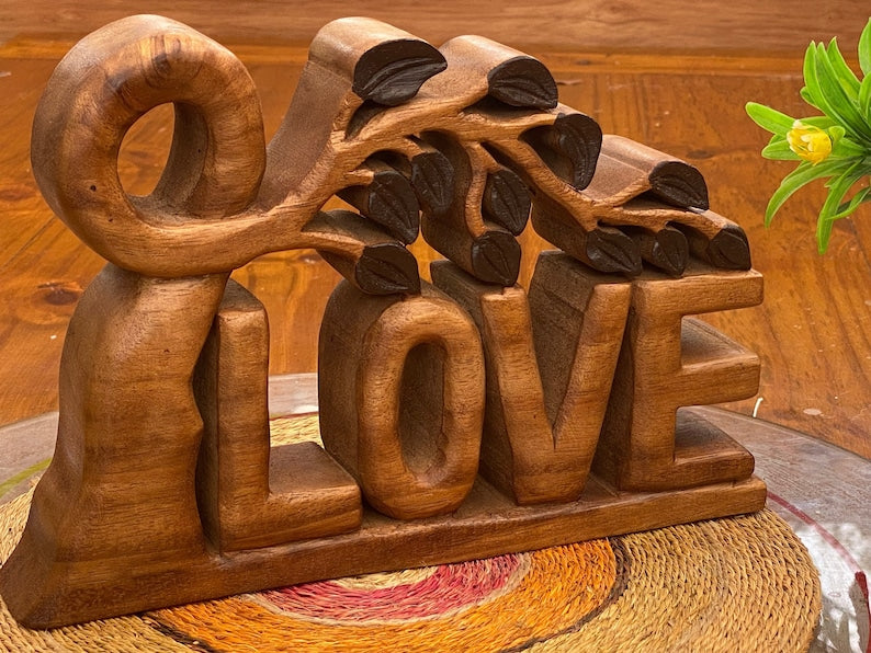 Wooden Carved LOVE Words Decoration