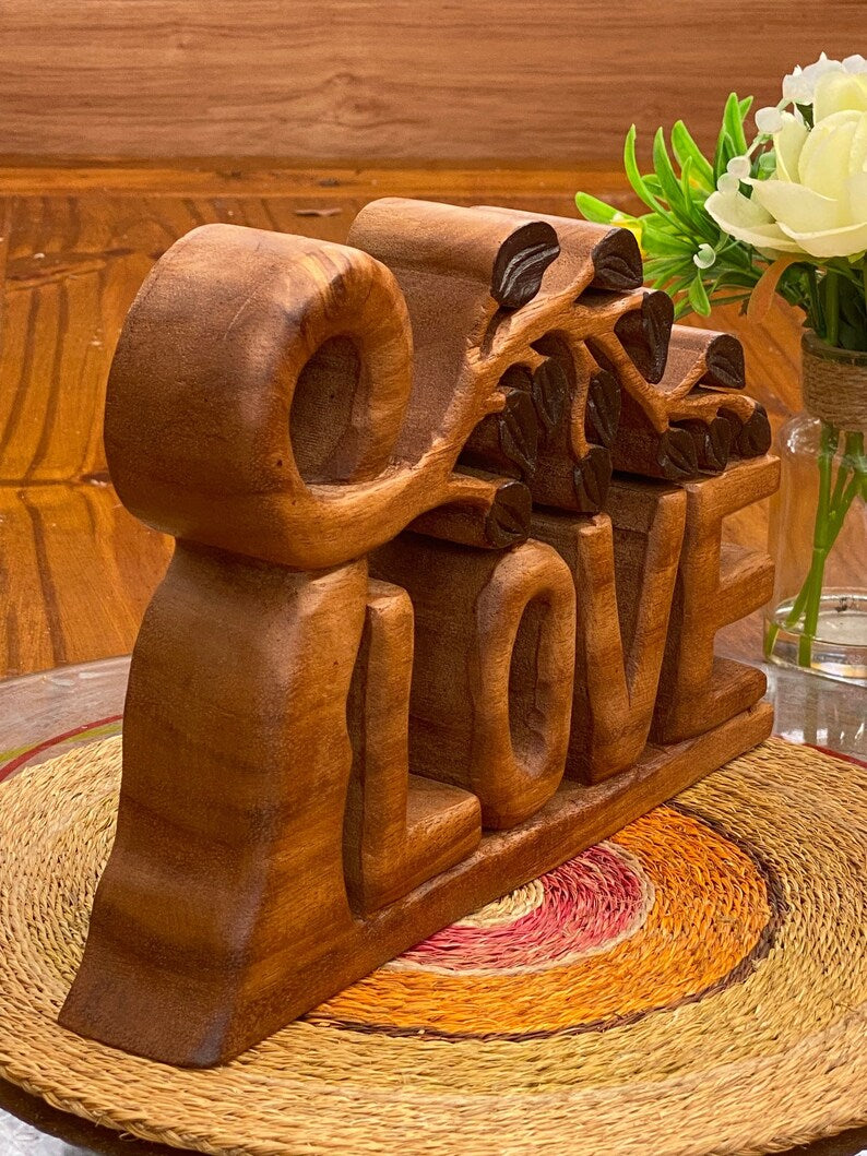Wooden Carved LOVE Words Decoration