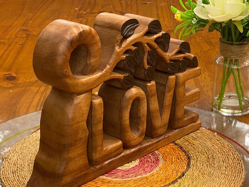 Wooden Carved LOVE Words Decoration