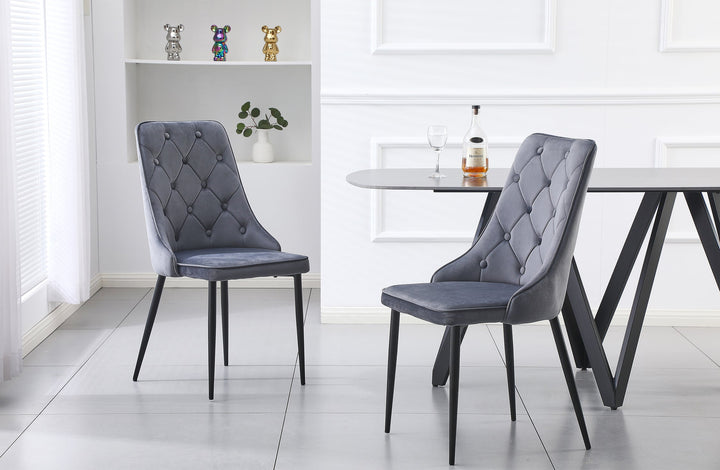 Grey Button Tufted Dining Chairs (Set of 4)