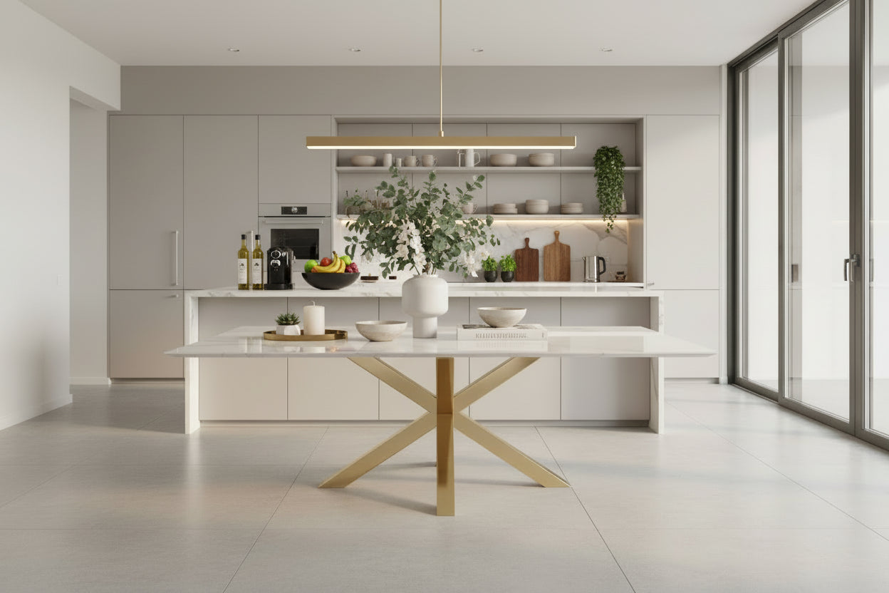 Gold & White Marble Luxury Dining Table