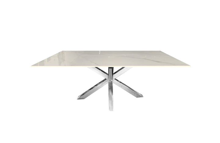 Silver & White Marble Modern Dining Table