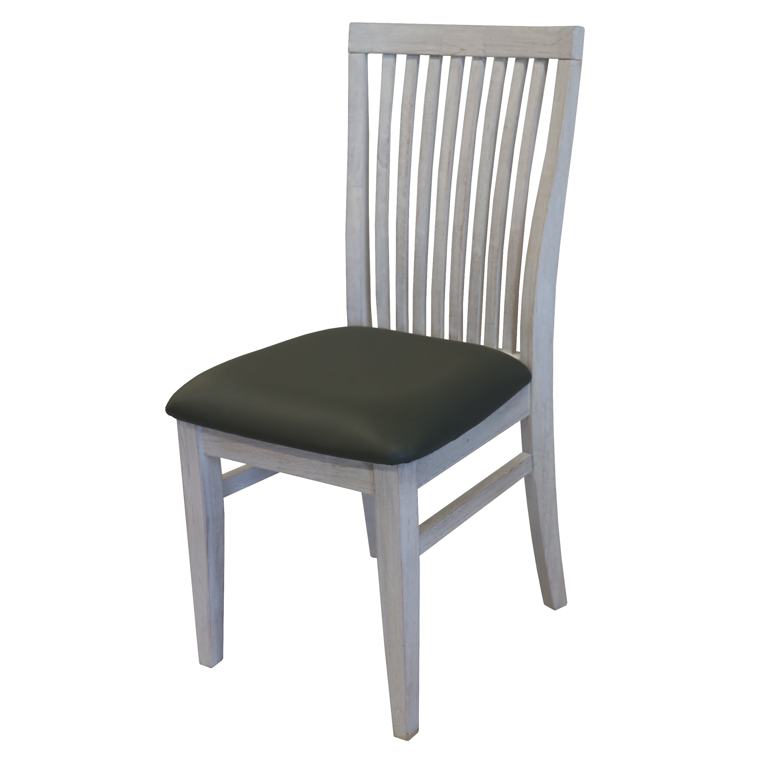 White PU Seat Dining Chairs in Solid Ash Wood (Set of 2)