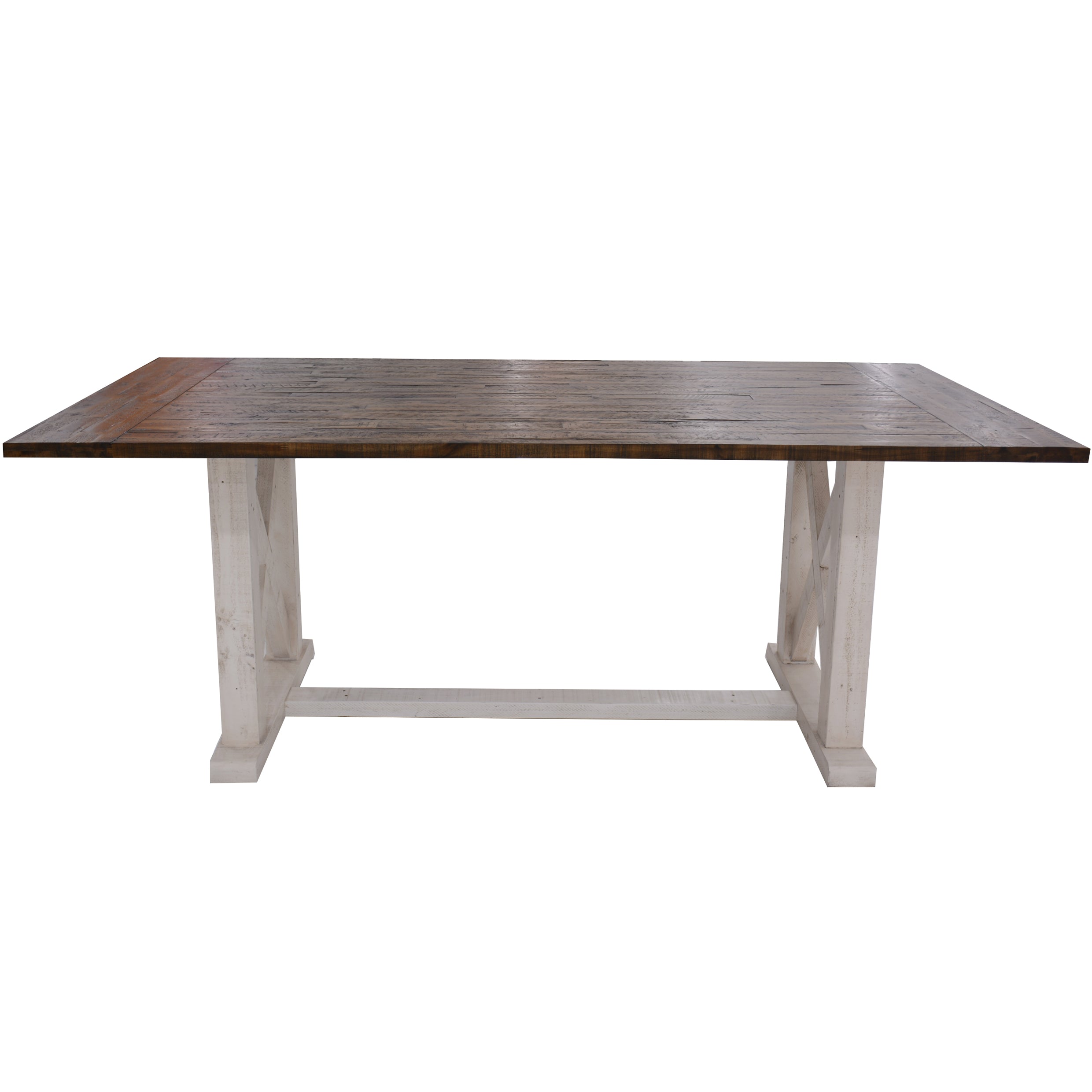 Hampton Style Acacia Wood Dining Table - 240cm Brown & White Coastal Dining Furniture