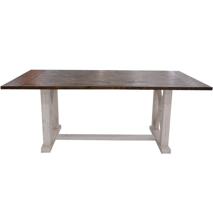 Hampton Style Acacia Wood Dining Table in Brown & White