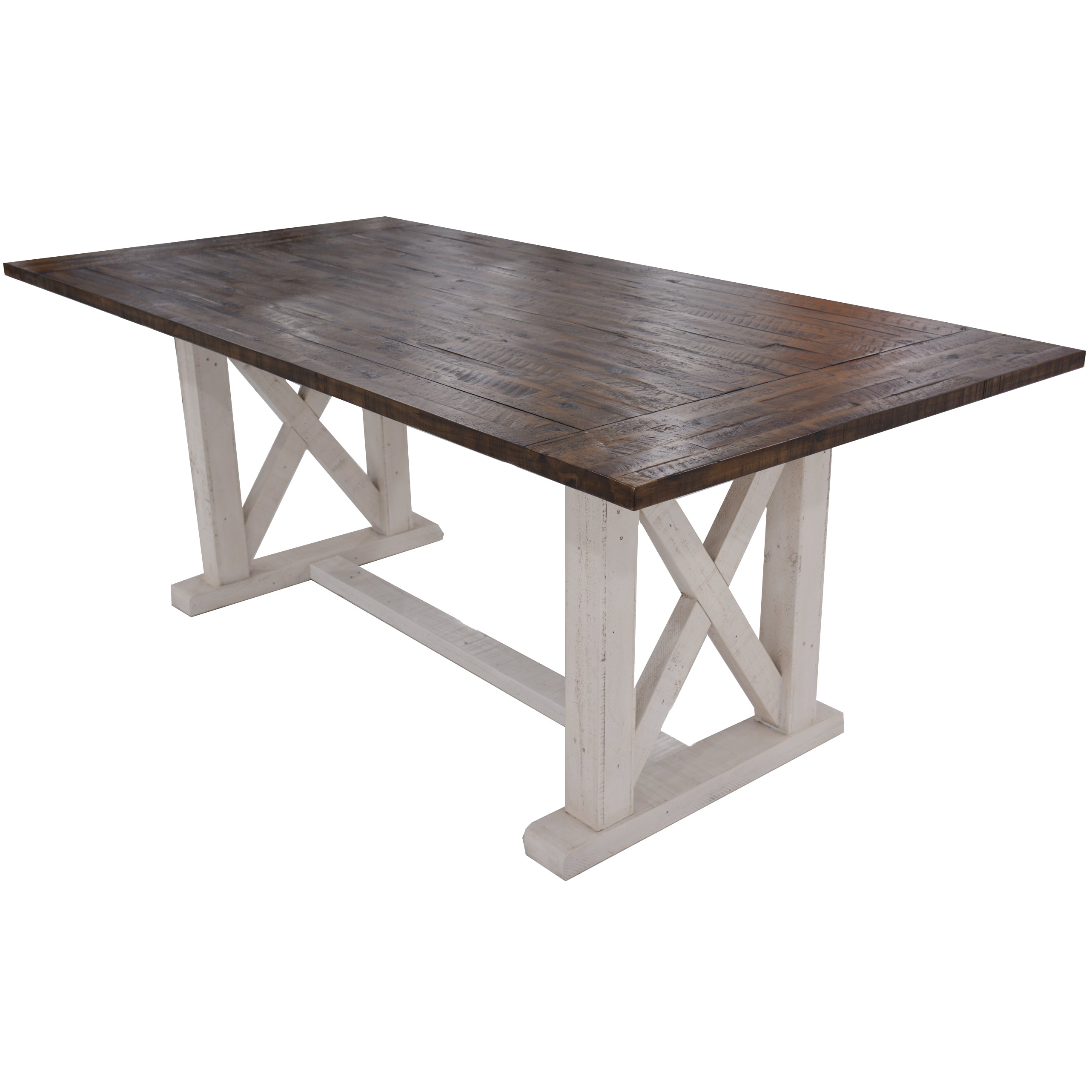 Hampton Style Acacia Wood Dining Table - 240cm Brown & White Coastal Dining Furniture