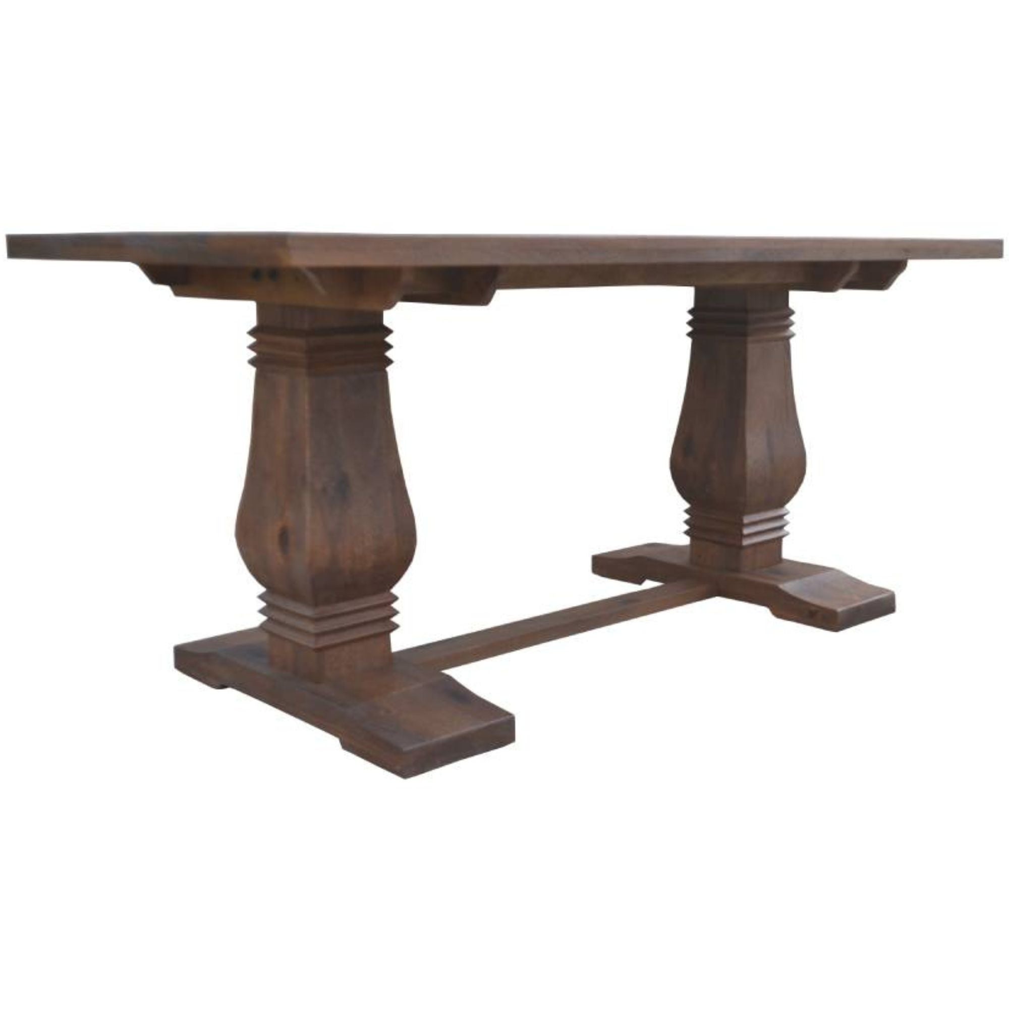 French Provincial Pedestal Dining Table - 200cm Solid Timber Classic Elegant Furniture