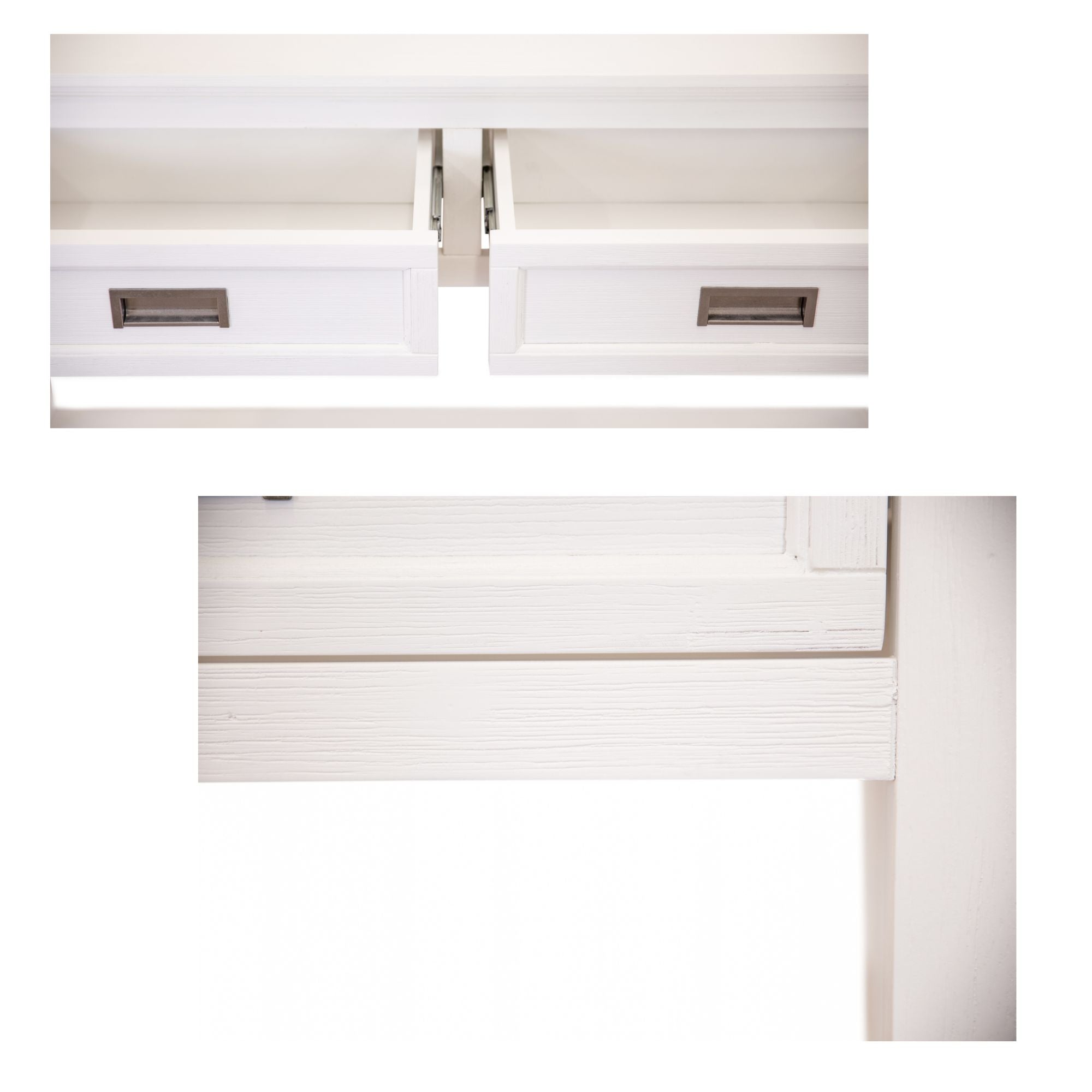 2-Drawer Coastal White Acacia Console Table with Open Shelf-Furniture > Living Room > Side Tables-Nomica Living