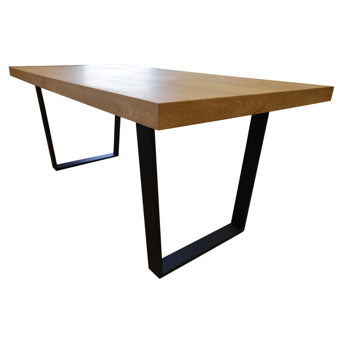 7-Piece Dining Table Set with 6 Cross Back Chairs in Elm Timber and Metal Legs