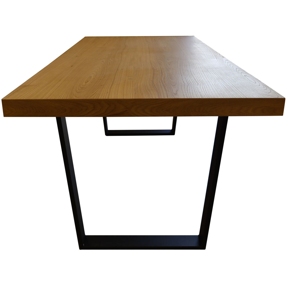 7-Piece Dining Table Set with 6 Cross Back Chairs in Elm Timber and Metal Legs