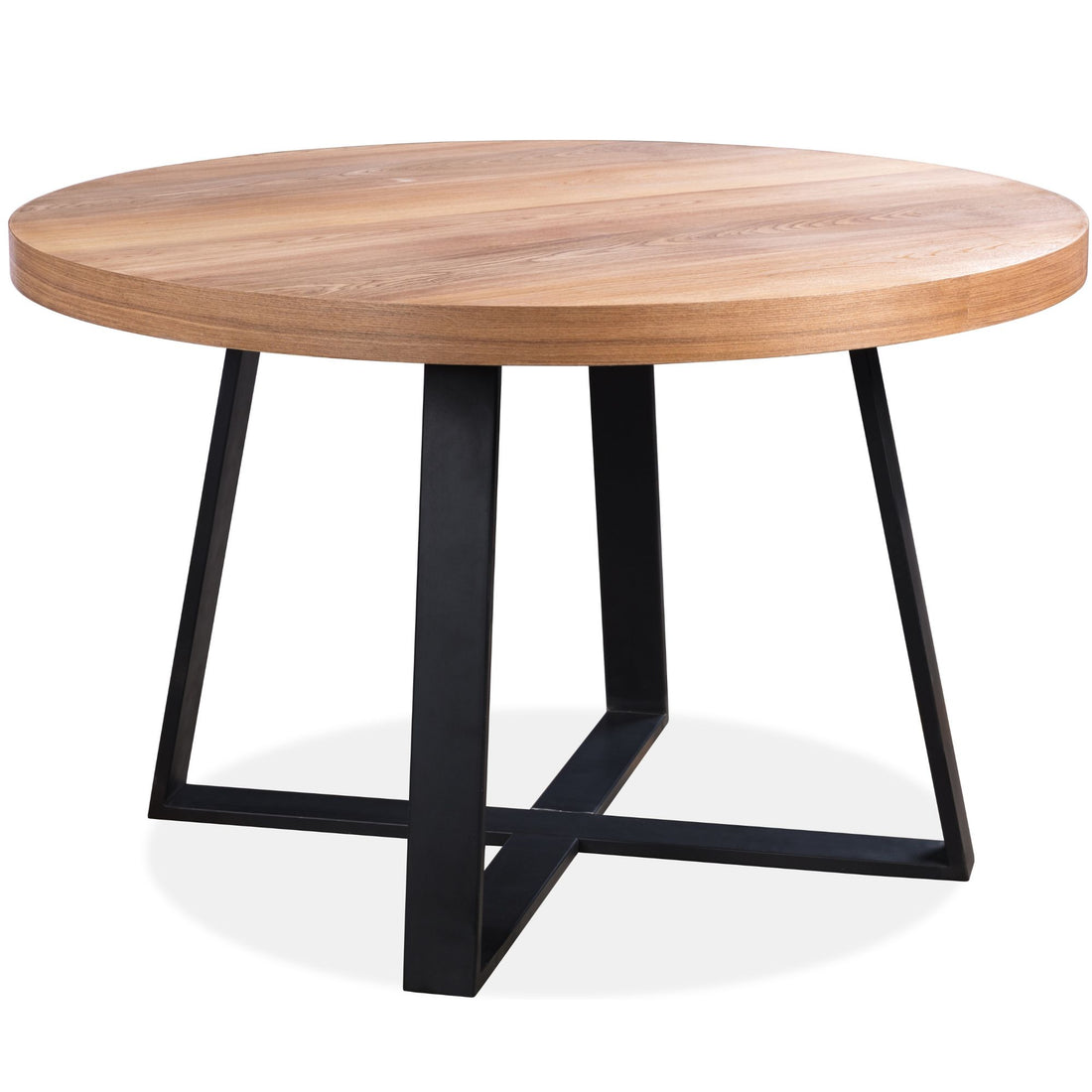 5-Piece Round Dining Table Set with 4 Cross Back Chairs in Elm Timber