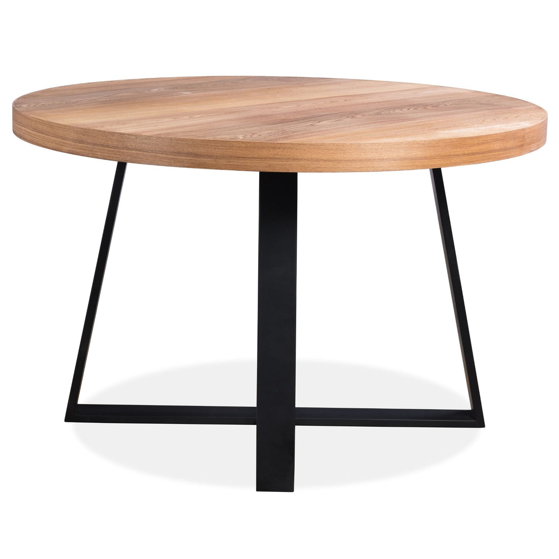 5-Piece Round Dining Table Set with 4 Cross Back Chairs in Elm Timber