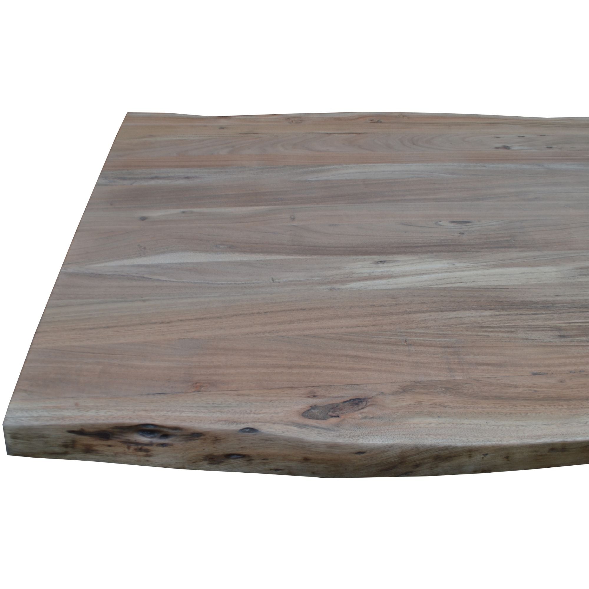 Live Edge Acacia Wood Dining Table - 210cm Natural Timber with Metal Legs Modern Industrial Design