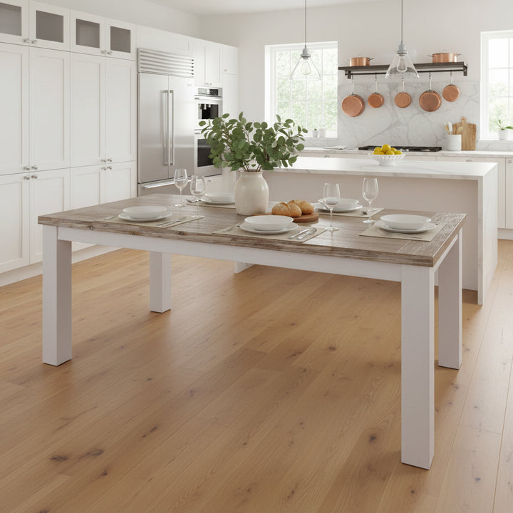 White Brushed Acacia Wood Dining Table