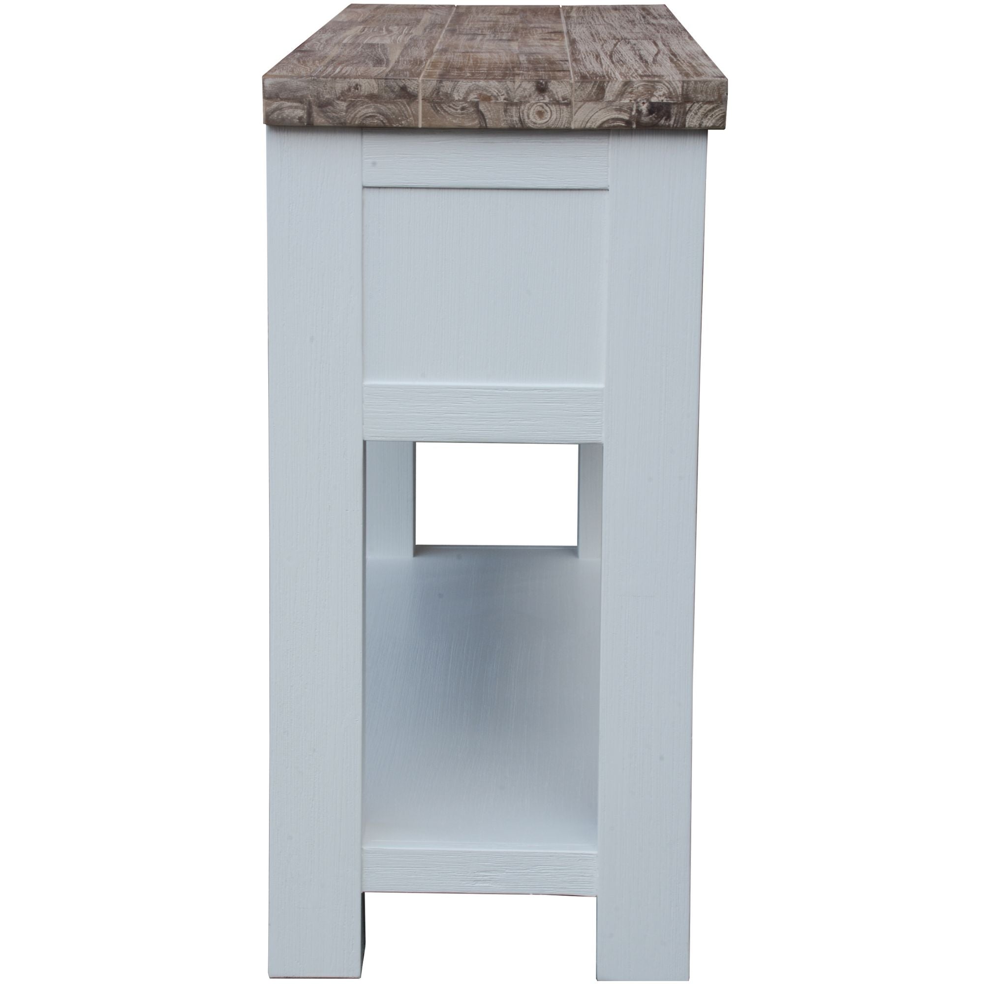 2-Drawer Coastal White Acacia Console Table with Multi-Colored Top-Furniture > Living Room > Side Tables-Nomica Living