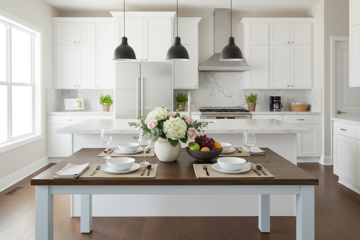 Solid Acacia Wood Dining Table in Natural Finish