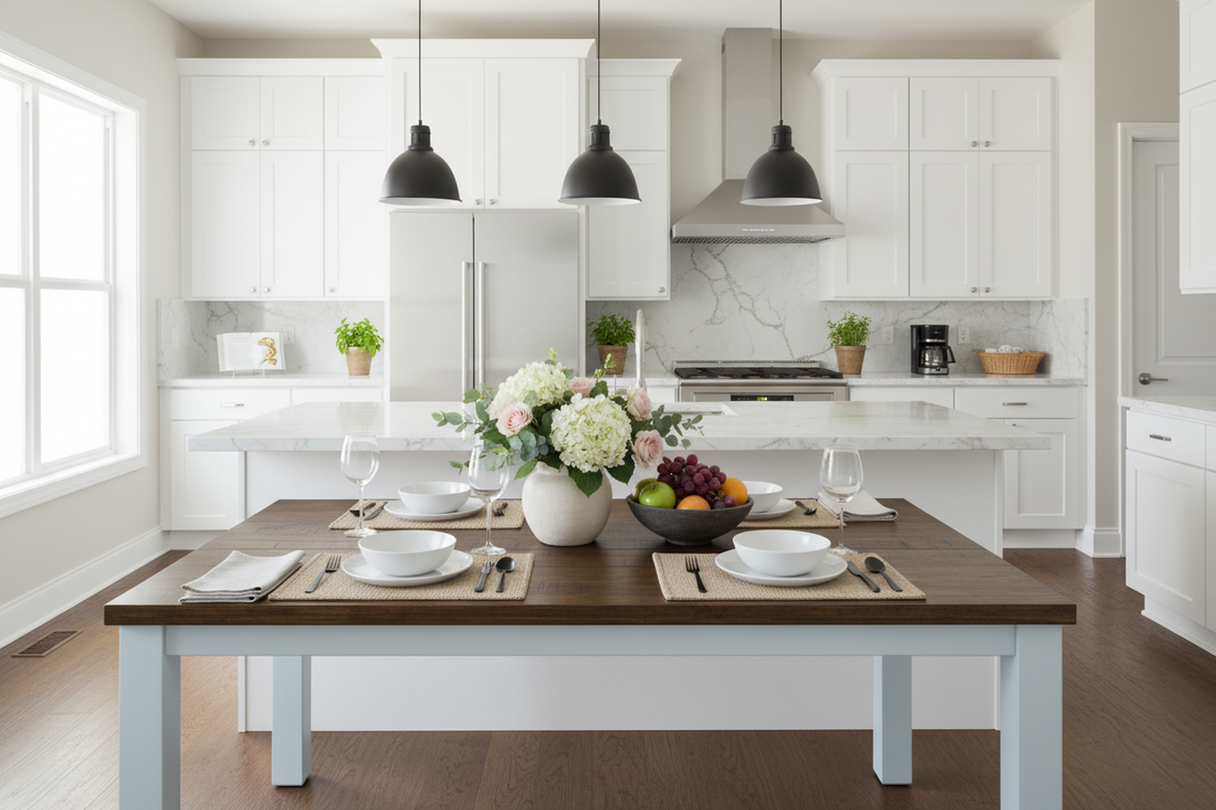 Solid Acacia Wood Dining Table in Natural Finish