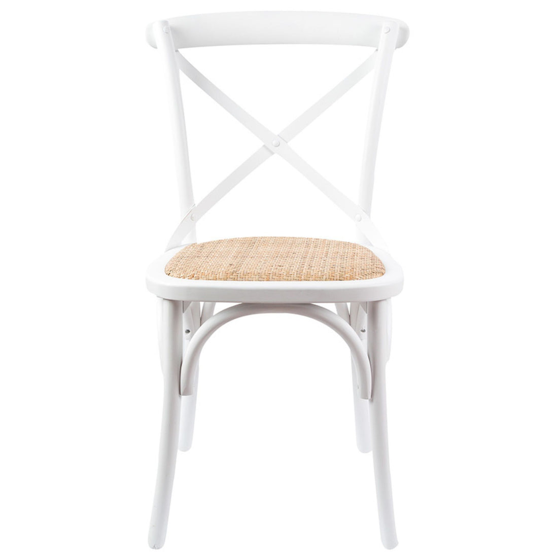 7-Piece Dining Set with 180cm Acacia Wood Table and White X-Back Chairs