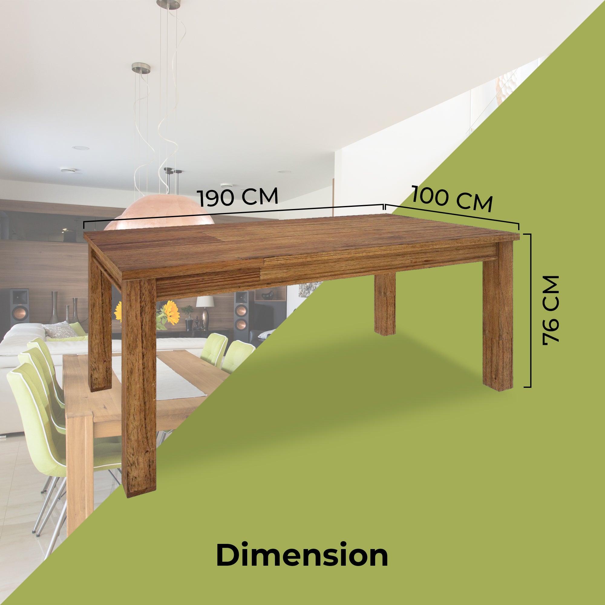 Mt Ash Wood Dining Table - 190cm Natural Brown Modern Dining Furniture