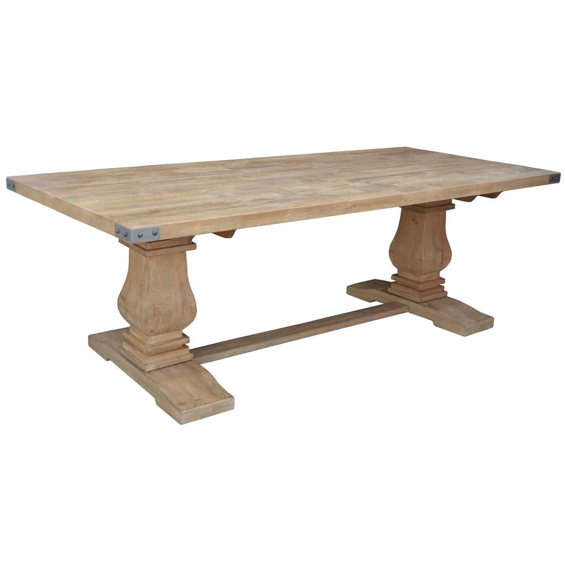Rustic Mango Wood 8-Seater Pedestal Dining Table