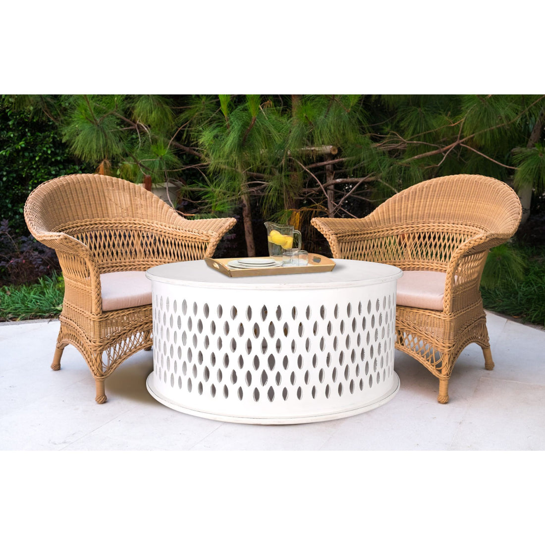 Pansy Wooden Round 80cm Coffee Table - White-Furniture > Living Room > Coffee Tables-Nomica Living