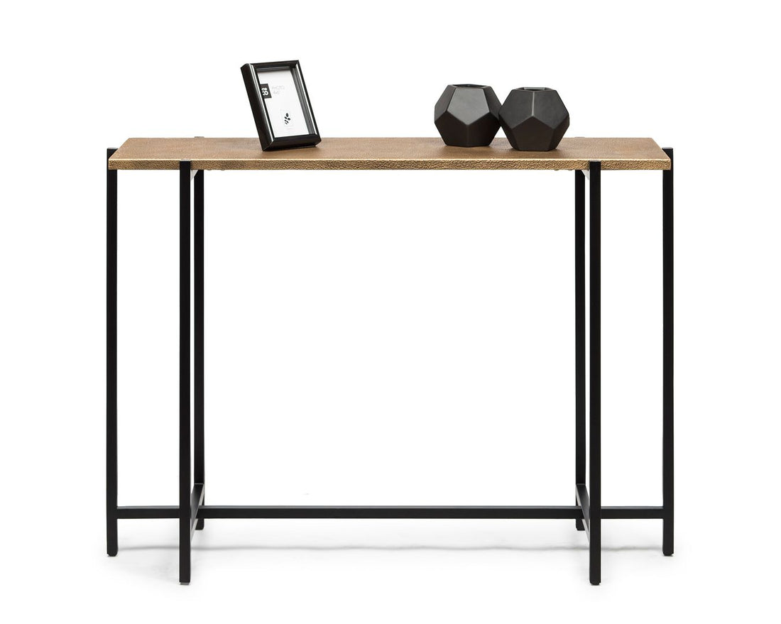 Narrow Golden Black Hallway Console Table with Textured Top-Furniture > Living Room > Side Tables-Nomica Living