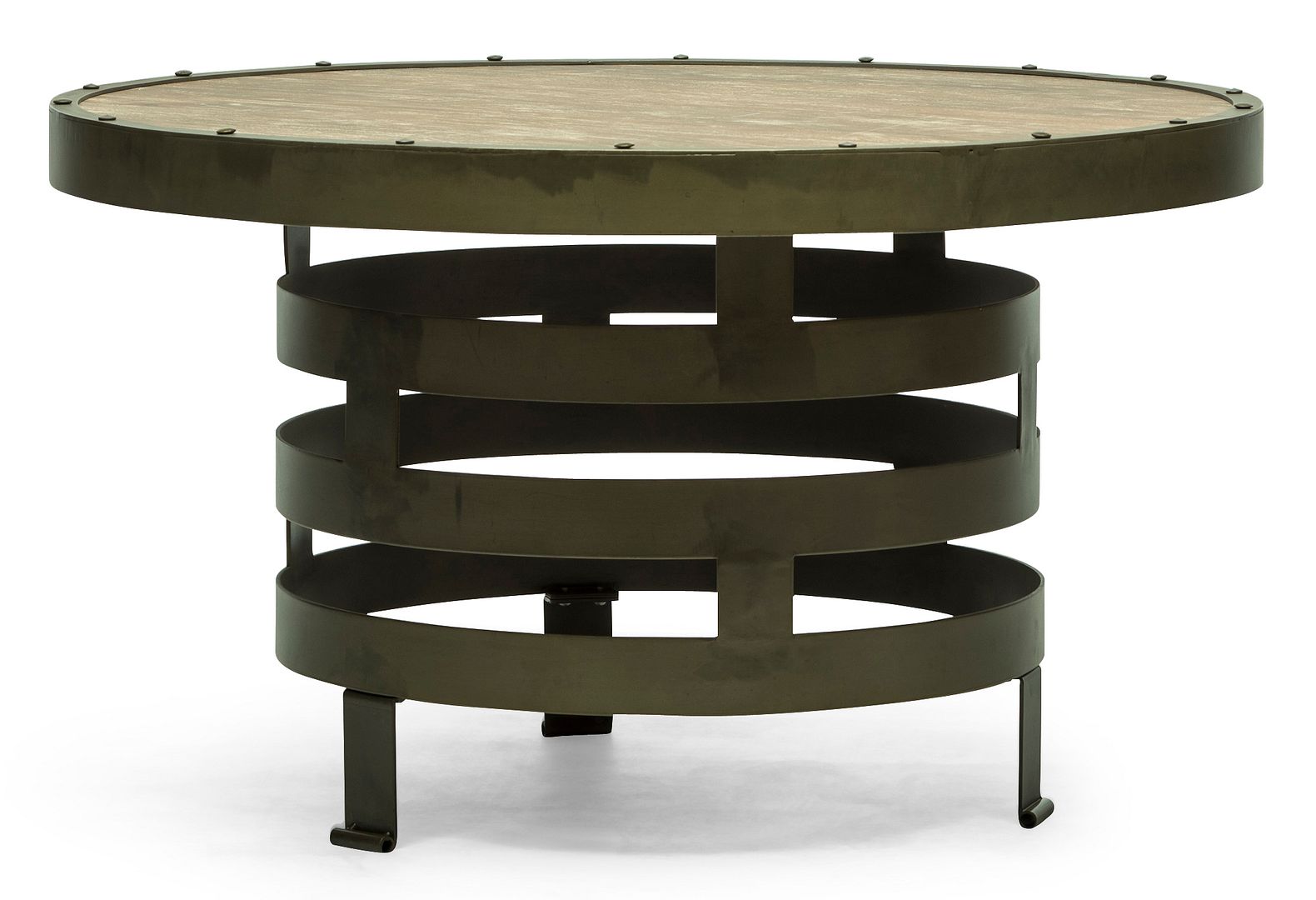 Retro Spiral Round Coffee Table with Wood Top-Furniture > Living Room > Coffee Tables-Nomica Living