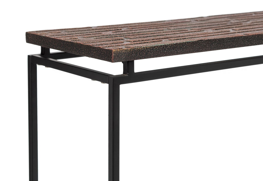Modern Black Narrow Hallway Console Table with Copper Textured Wood Top-Furniture > Living Room > Side Tables-Nomica Living