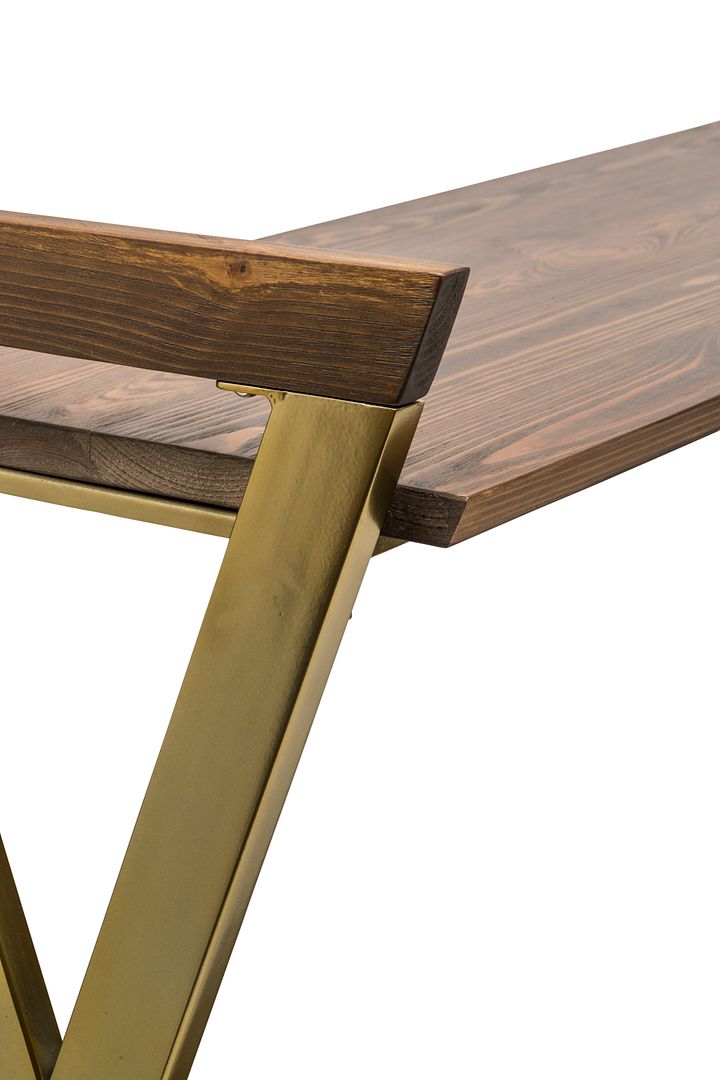 Rustic French Brass and Wood Console Table with Shelf Storage-Furniture > Living Room > Side Tables-Nomica Living