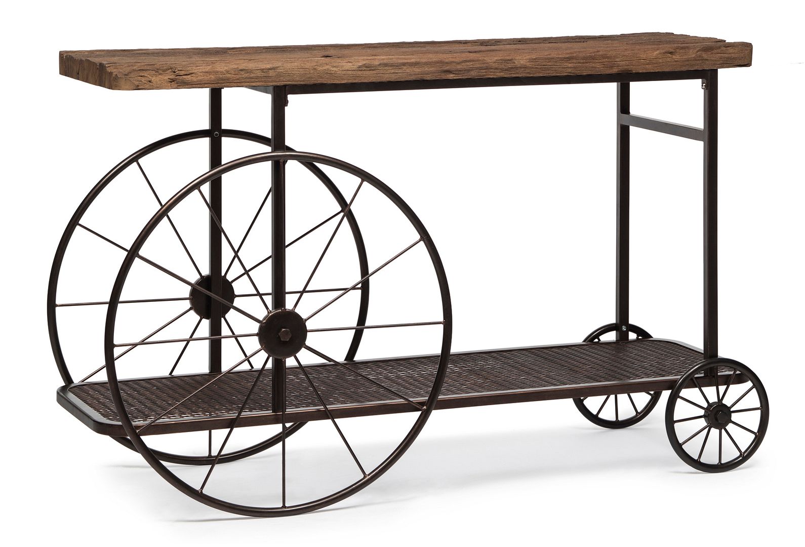 Industrial Railway Sleeper Wood Console Table with Iron Frame-Furniture > Living Room > Side Tables-Nomica Living