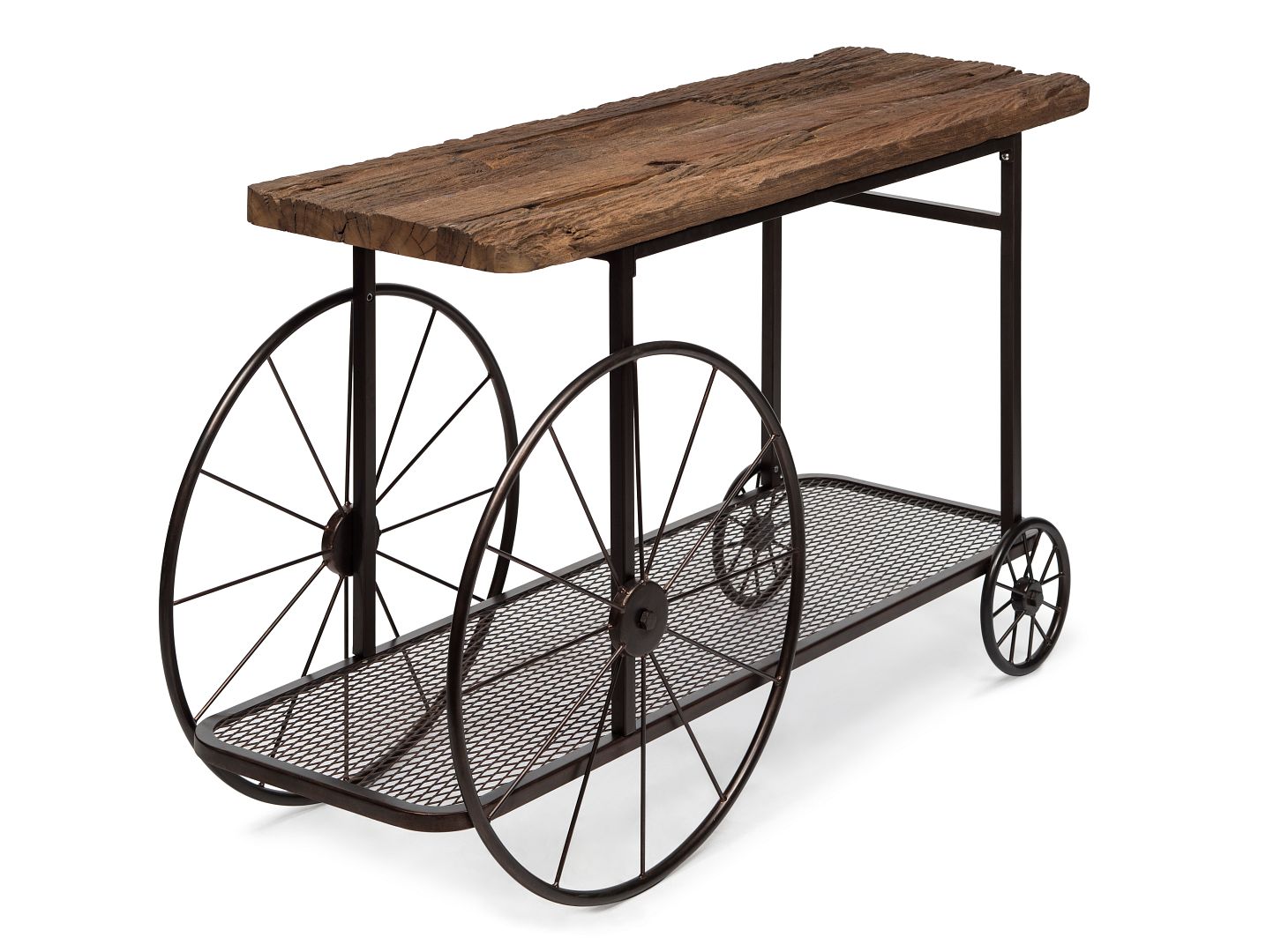 Industrial Railway Sleeper Wood Console Table with Iron Frame-Furniture > Living Room > Side Tables-Nomica Living