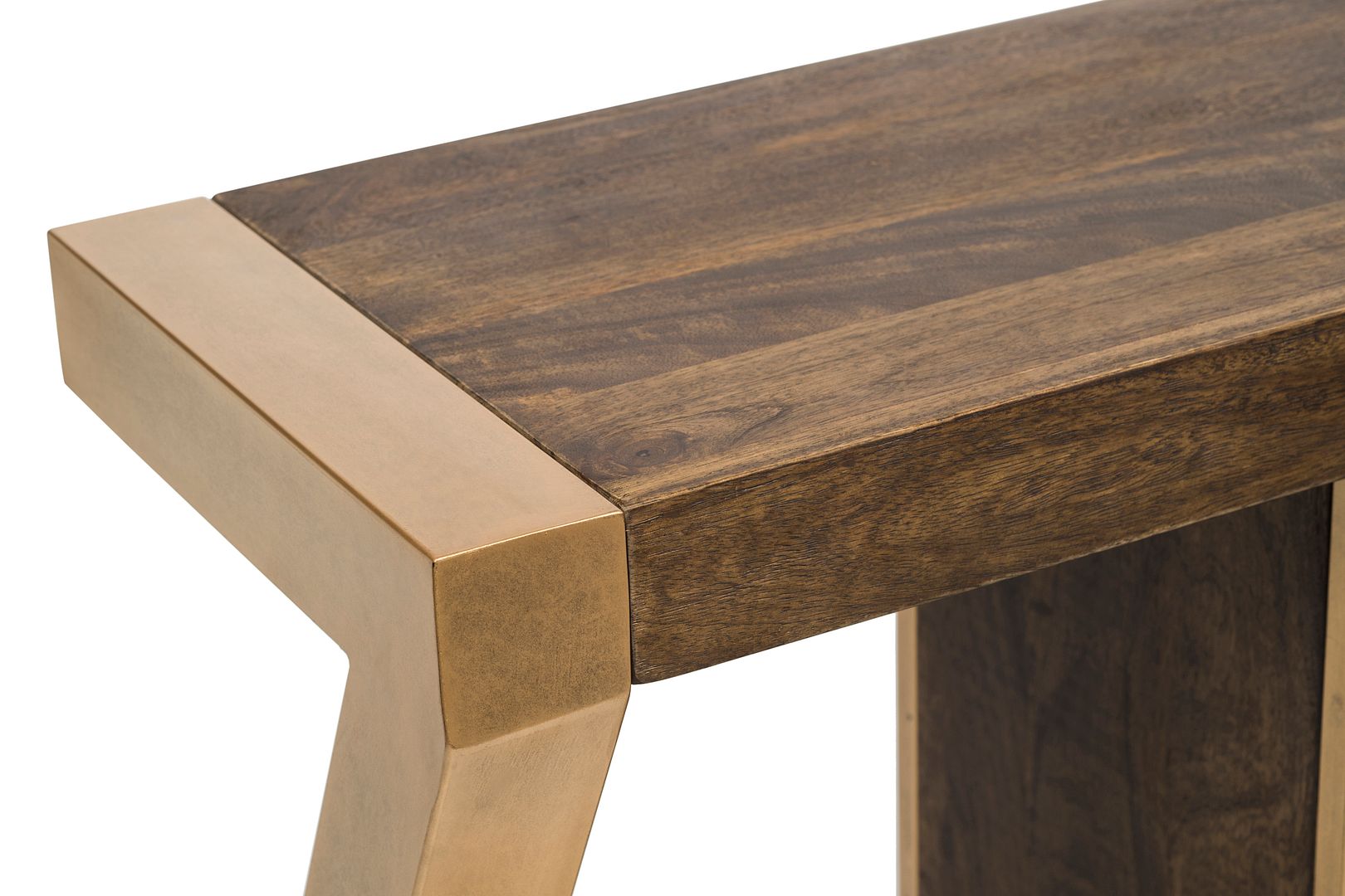 Brass Wooden Z-Shaped Console Table with Drawers-Furniture > Living Room > Side Tables-Nomica Living