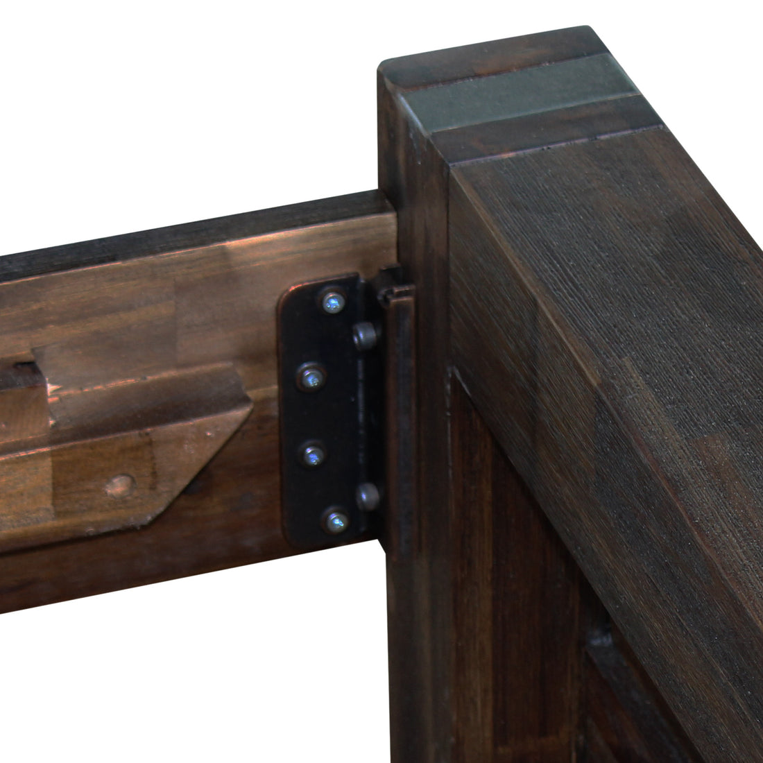 Queen Size Bed Frame in Solid Wood Veneered Acacia with Chocolate Timber Slats