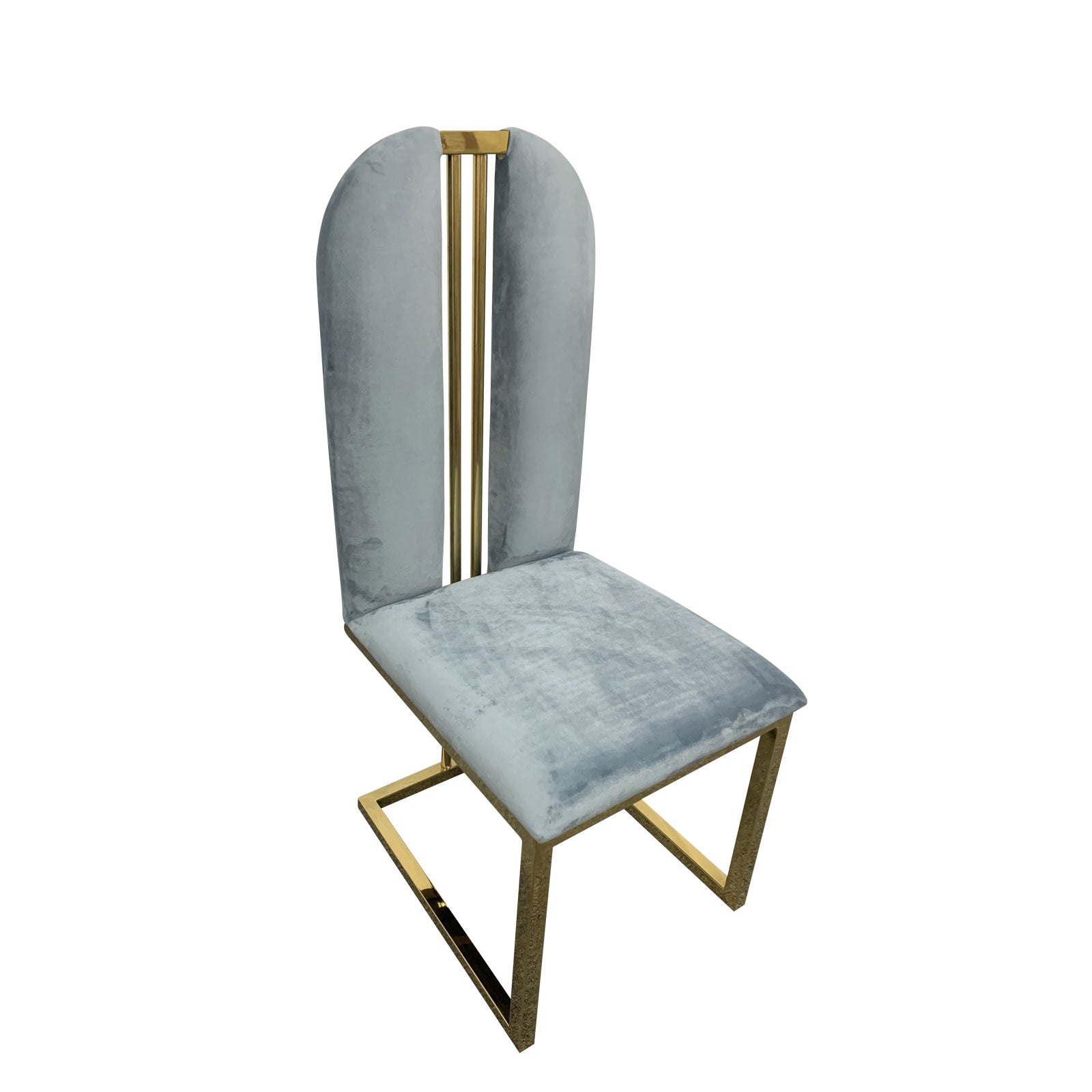 Blue Fabric Dining Chairs with Gold Frame (Set of 2)