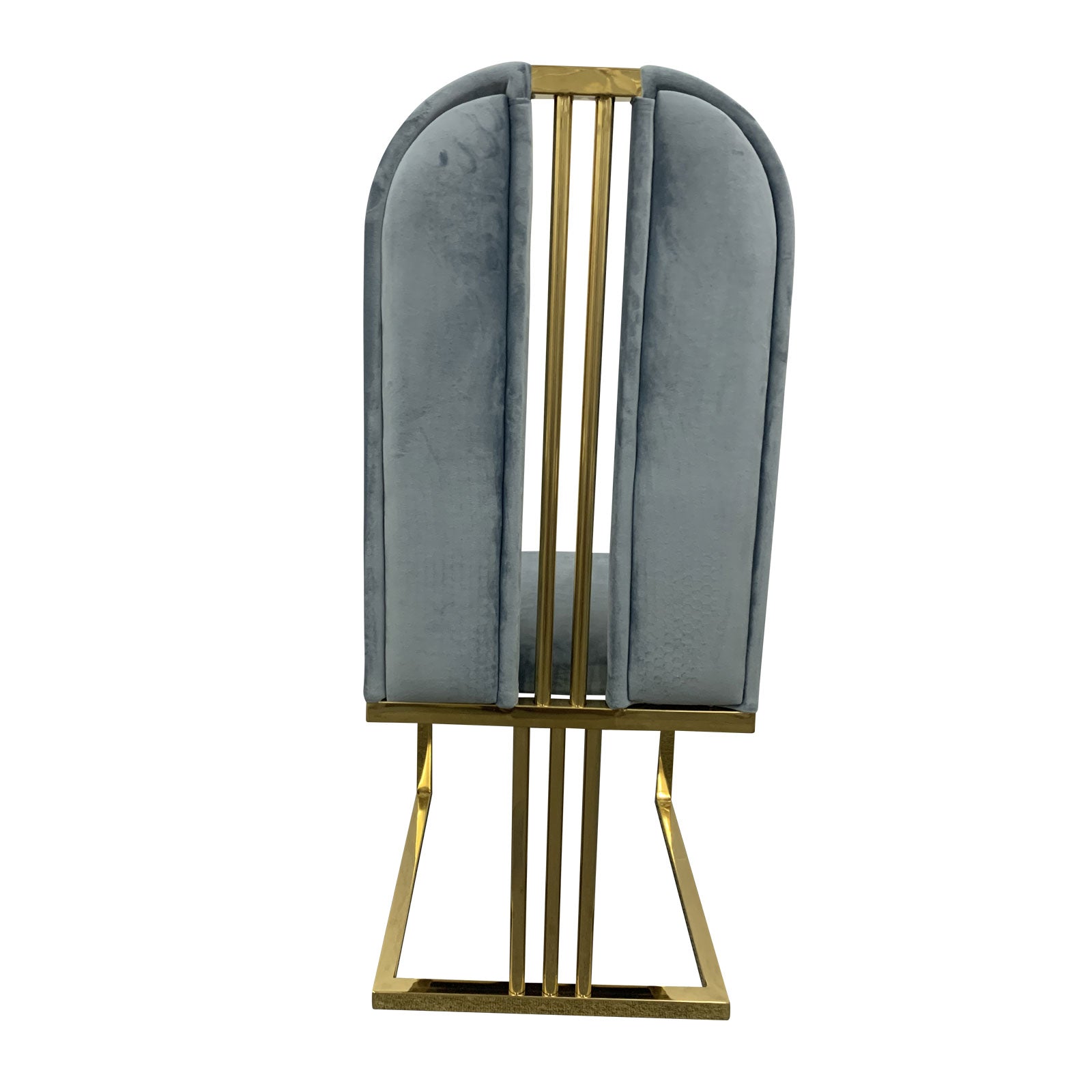 Blue Fabric Dining Chairs with Gold Frame (Set of 2)