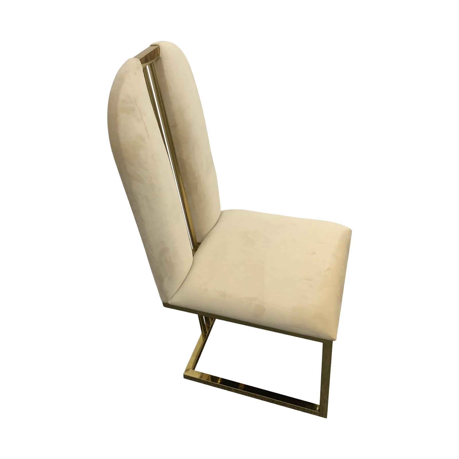 Beige Fabric Dining Chairs with Gold Frame (Set of 2)