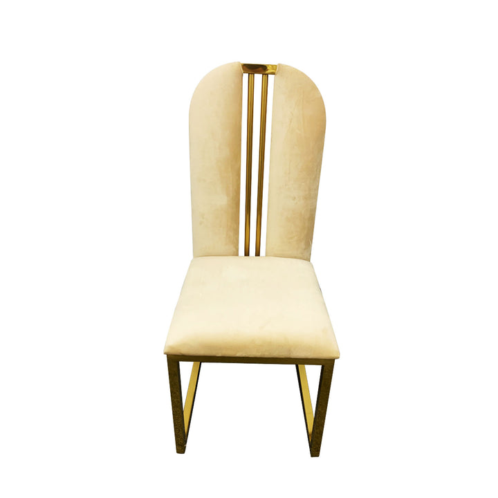 Beige Fabric Dining Chairs with Gold Frame (Set of 2)