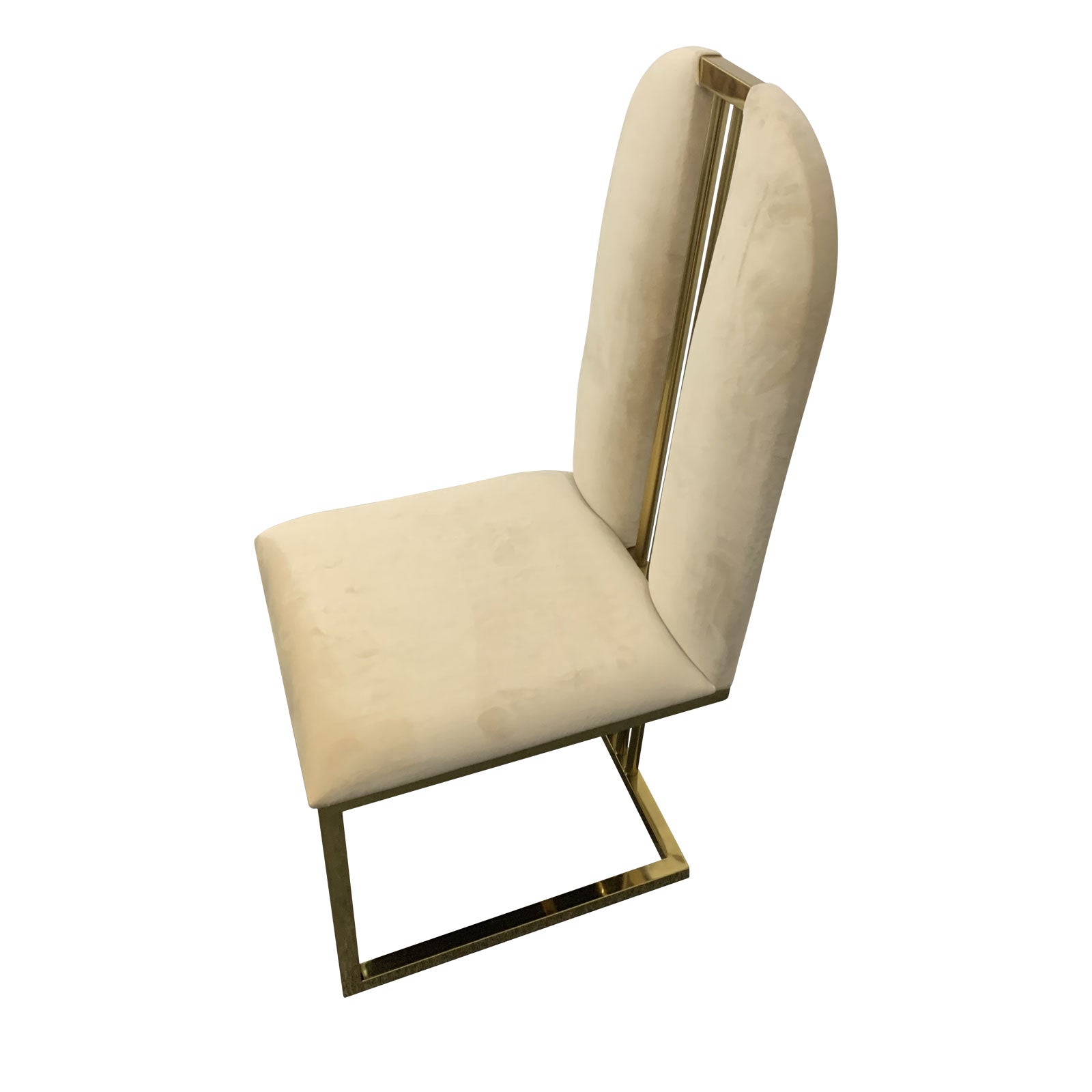Beige Fabric Dining Chairs with Gold Frame (Set of 2)
