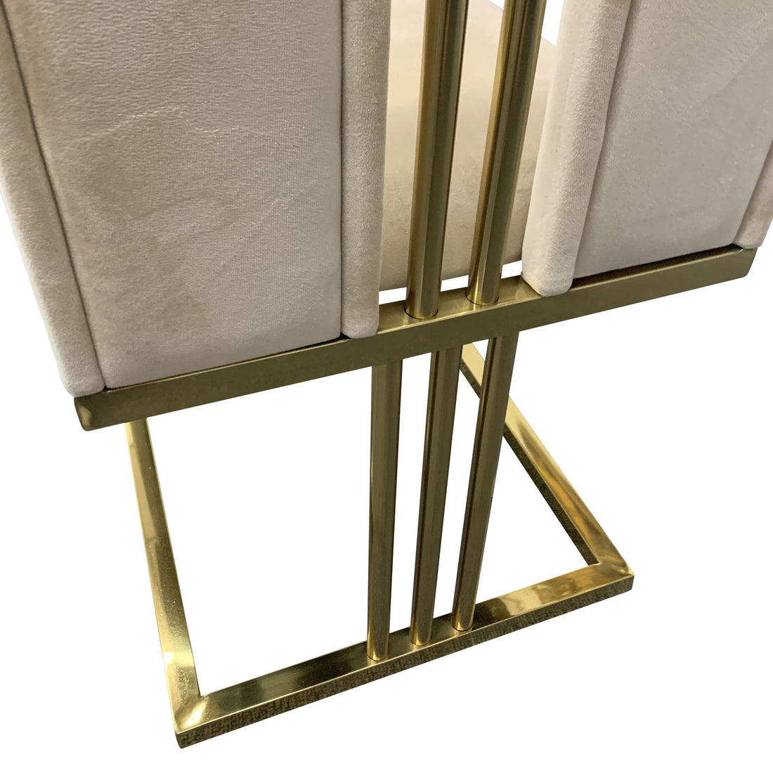 Beige Fabric Dining Chairs with Gold Frame (Set of 2)