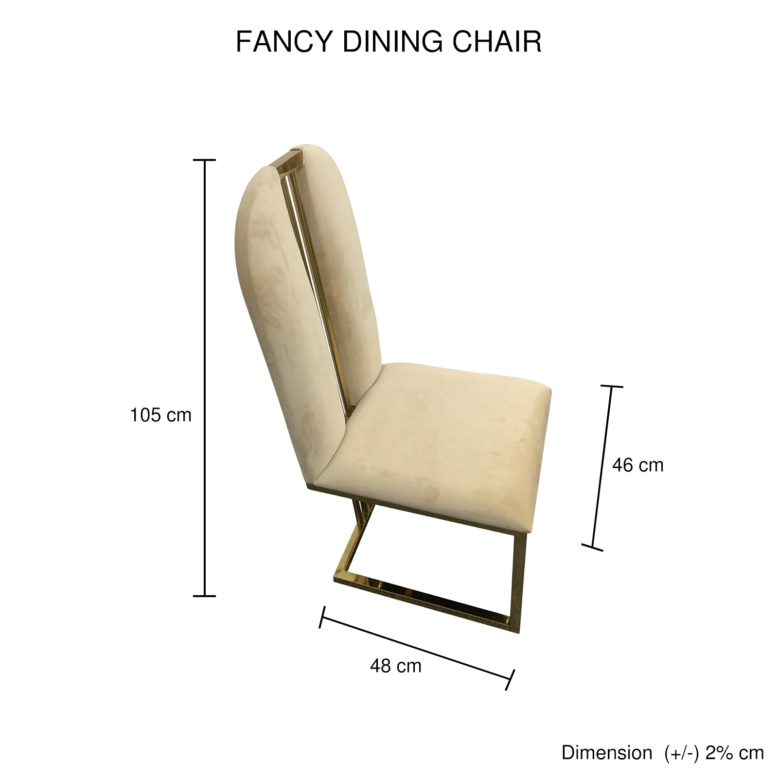 Beige Fabric Dining Chairs with Gold Frame (Set of 2)