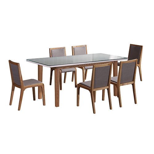 7-Piece Dining Suite with White High Gloss Table and 6 Chairs