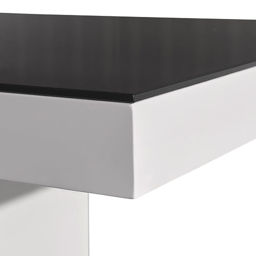High-Gloss MDF Dining Table - 180cm Black & White Modern Dining Statement