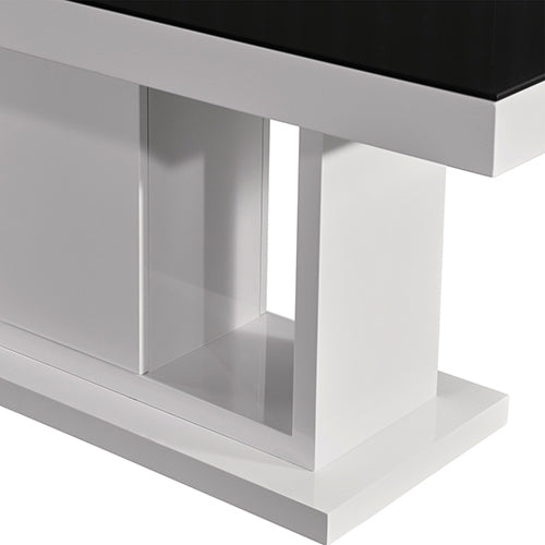 High-Gloss MDF Dining Table - 180cm Black & White Modern Dining Statement