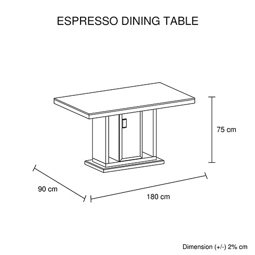 High-Gloss MDF Dining Table - 180cm Black & White Modern Dining Statement