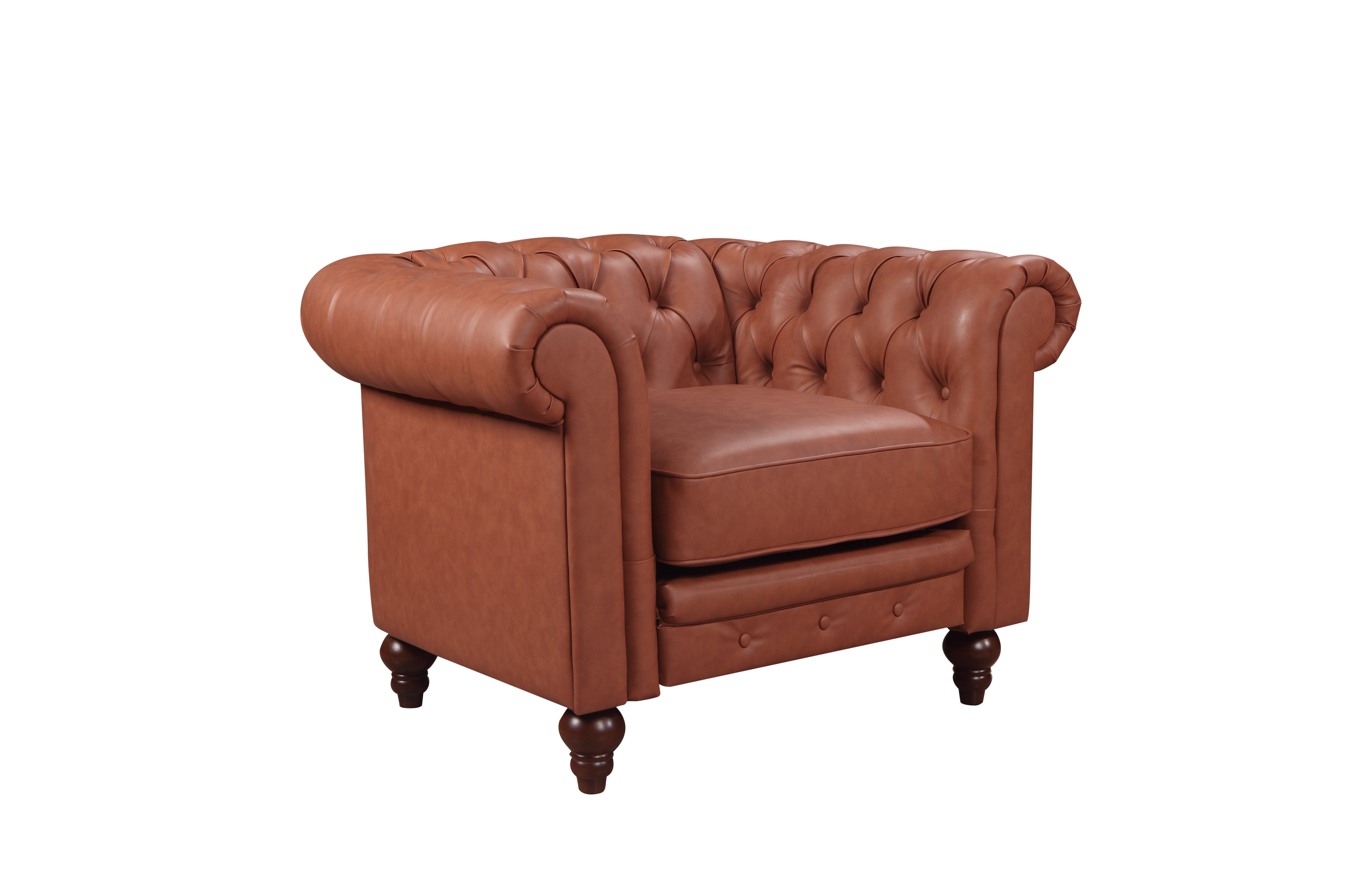 Madeline Single Seater Faux Leather Sofa - Brown-Furniture > Sofas > Sofas & Sofa Beds-Nomica Living