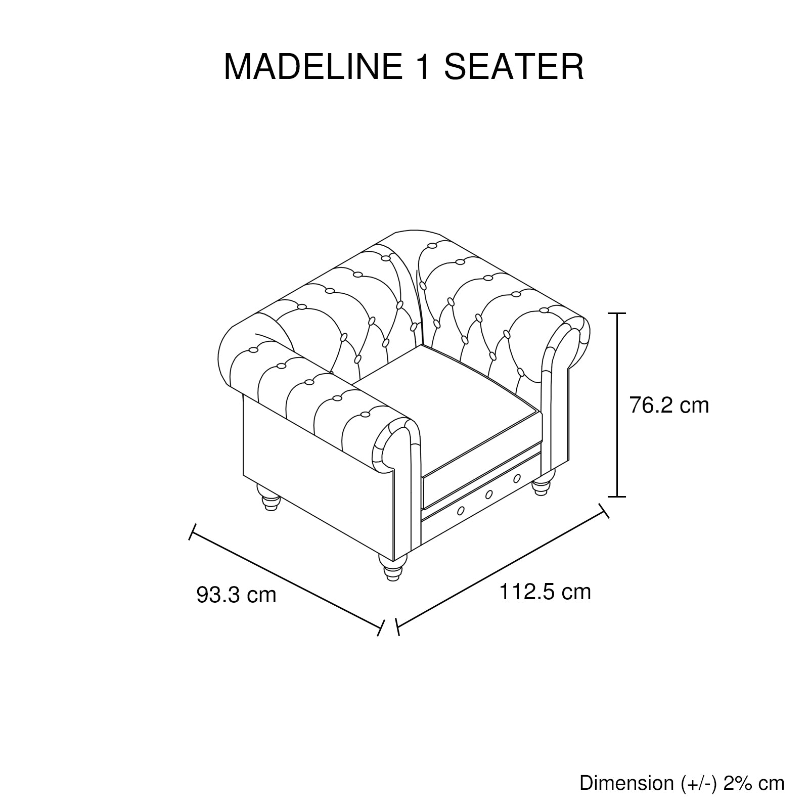 Madeline Single Seater Faux Leather Sofa - Brown-Furniture > Sofas > Sofas & Sofa Beds-Nomica Living