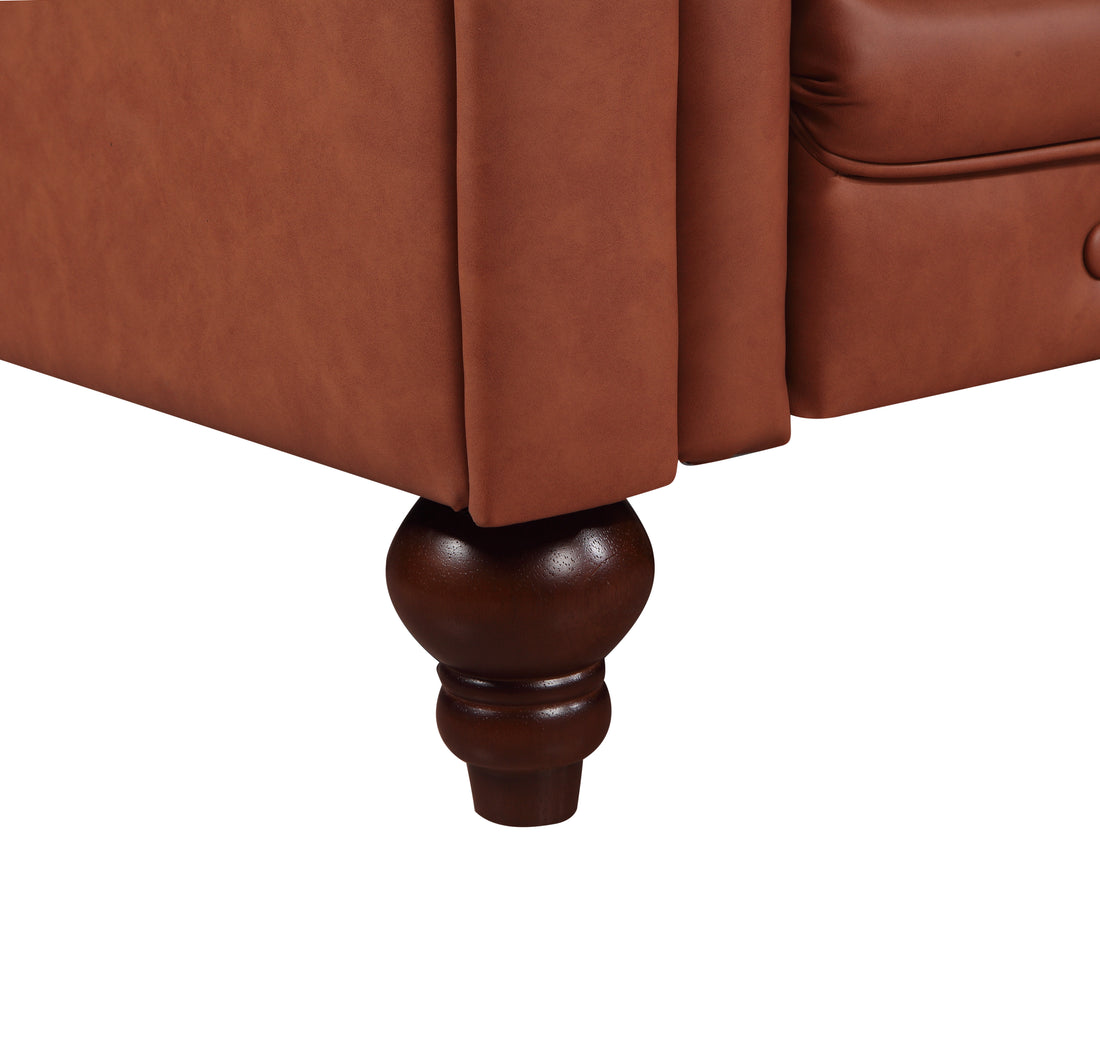Madeline 2-Seater Faux Leather Sofa Lounge - Brown-Furniture > Sofas > Sofas & Sofa Beds-Nomica Living
