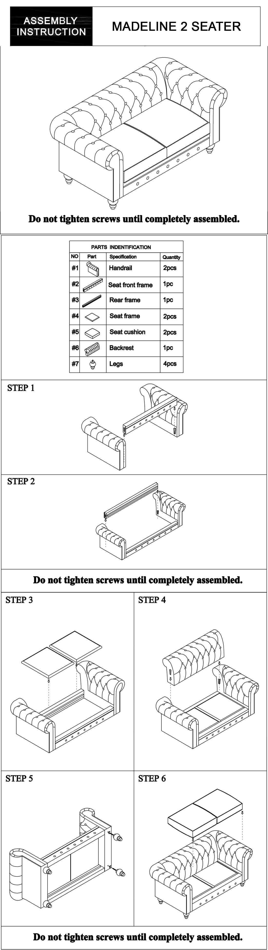 Madeline 2-Seater Faux Leather Sofa Lounge - Brown-Furniture > Sofas > Sofas & Sofa Beds-Nomica Living