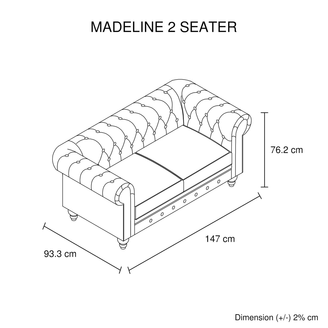 Madeline 2-Seater Faux Leather Sofa Lounge - Brown-Furniture > Sofas > Sofas & Sofa Beds-Nomica Living